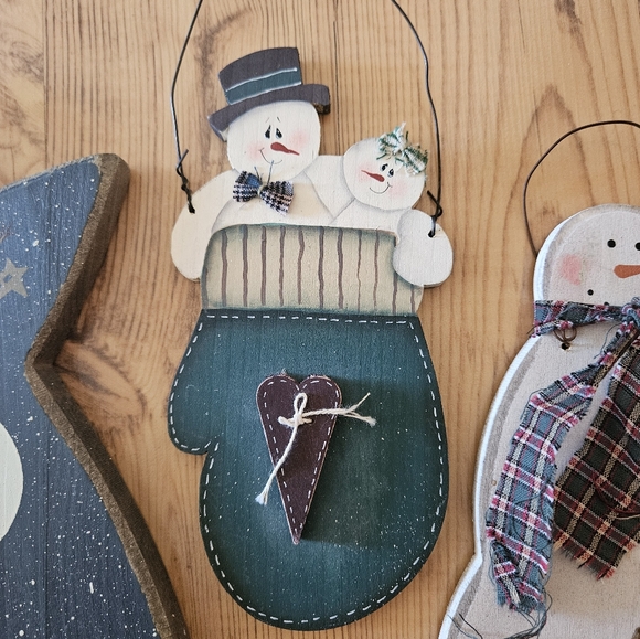Lot Of Wooden Snowmen Decor - Picture 3 of 6